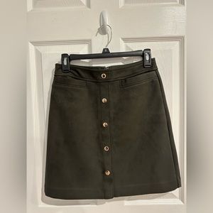 LOFT Olive Suede Skirt